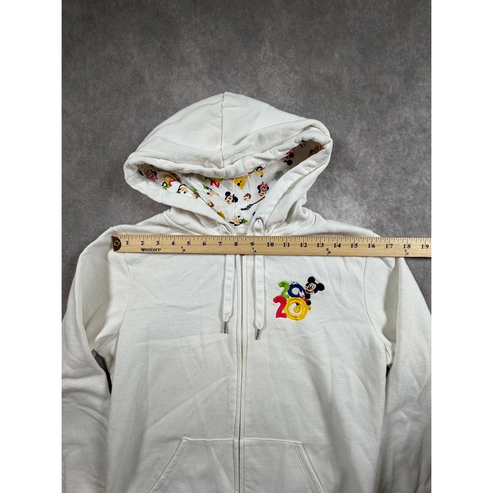 Disney Walt Disney World 2020 Womens Medium Hoodie White Mickey Minnie Full Zip - Picture 10 of 12